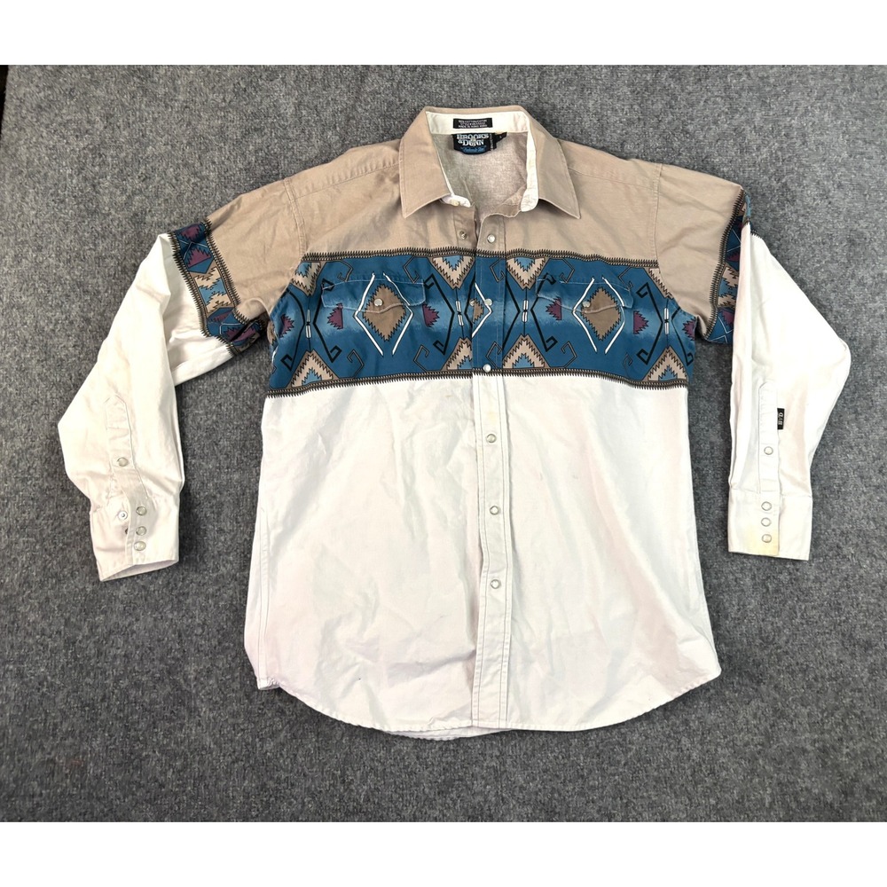 Vintage Brooks & Dunn Western Pearl Snap Shirt Aztec Southwestern Large